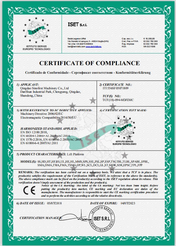 CE EU Certificate