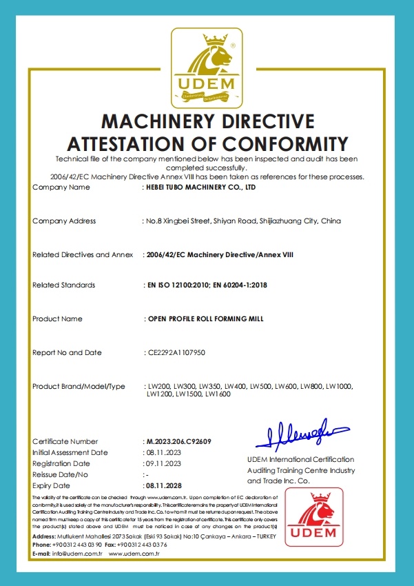MACHINERY DIRECTIVE ATTESTATION OF CONFORMITY