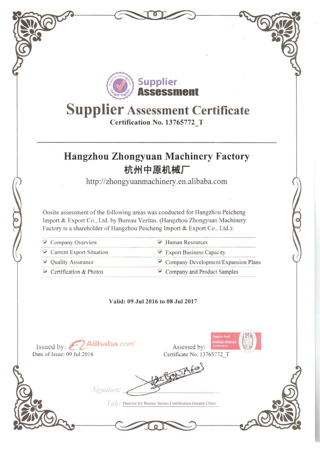 BV Inspection Certificate